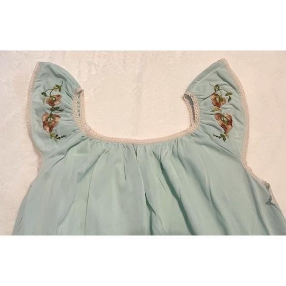 Vintage Glencraft Lingerie soft green‎ long nightgown size S embroidery - Picture 4 of 7